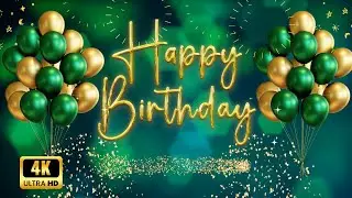 HAPPY BIRTHDAY BACKGROUND in Luxury Green/Gold Celebrate in Style! 4K/HD 30 Minute  BACKGROUND LOOP