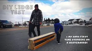 Grind Test On My New Ledge - Bryce's First Time Standing On A Skateboard