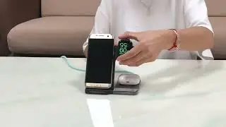 Сенсорная складная станция беспроводной зарядки 3 в 1 15W B32 For iPhone/Apple Watch/AirPods