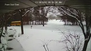 School bus versus neighbor on security camera