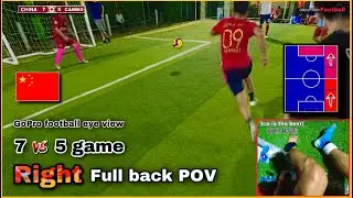 Footballer eye view 7 vs 5 game Right Full back POV (Firs person pov)