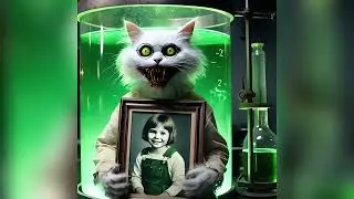 The beautiful cat's transformation into a zombie🧟‍♂️