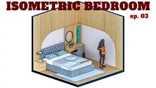 Rendering a 12 sqm Isometric 3D Bedroom | Sketchup 2021 + Enscape