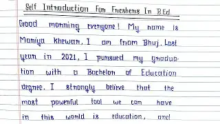 Self Introduction for Fresher in BEd in English