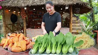 Cooking with sros: Delicious chicken drumstick and wing, bamboo shoot recipe, bok choy cook sauce