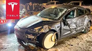 TESLA TOTALED IN 120-CAR PILEUP NIGHTMARE
