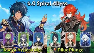 C6 Kaeya Hyperfridge & C5 Diluc Plunge - Genshin Impact 6.0 Spiral Abyss Full Clear