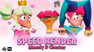SPEED RENDER - Mandy & Chester (Valentine's Day) | Brawl Stars Blender