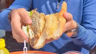 Trying the famous Fish Sandwich in Istanbul