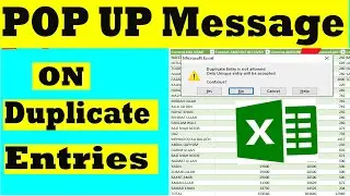 How to Create A POP UP Message in Excel while Entering a Duplicate Entry by learning center