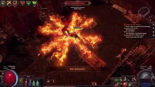 Path of Exile Saboteur Fire + Flamethrower Trap burst build test on Story Maligaro Boss