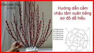 Qq.Handmade - Hướng dẫn cắm chậu tầm xuân hình tháp bút sử dụng cành tầm xuân từ kẽm nhung