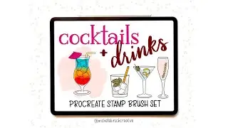 Quick Demo: Cocktails + Drinks Procreate Stamp Brush Set