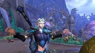 Blood Elf Death Knight Dancing atop the Valdrakken Fountain