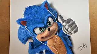 Соник в кино - цветными карандашами /Sonic the Hedgehog- colored pencils #timelapse| ARTSIDE