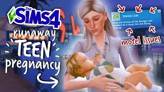 moving into the MOTEL with a newborn || Sims 4 Pregnant Teen Runaway Challenge #2