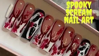 EASY Halloween scream nails! | spooky scream nails tutorial | How to make Halloween nails