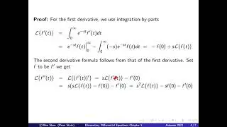 Video5-3: Properties of Laplace Transform with proofs. In Elementary Differential Equations