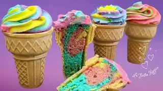 CUPCAKES EN FORMA DE HELADO🍧Con Betún de Queso Crema | RICOS Y FACILES #postres #cupcakes #desserts