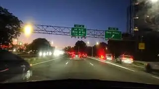 Driving under bridge to station island