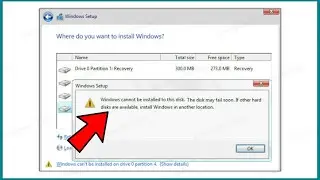 Windows cannot be installed to this disk. The disk may fail soon.if other harddisk are available