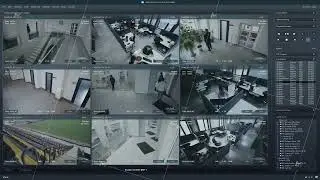 Playback CCTV cameras in office on computer screen