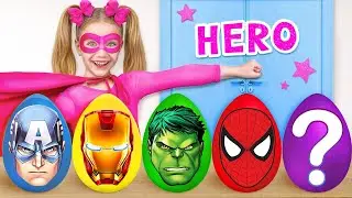 Dress up time into superheroes in Surprise Eggs