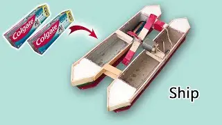 DIY Mini Ship Made from a Colgate Box