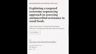 Exploiting a targeted resistome sequencing approach in assessing antimicrobial resist... | RTCL.TV