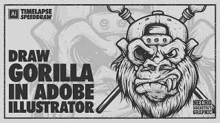 Draw Gorilla in Adobe Illustrator | Timelapse Speed Draw