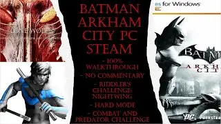 Batman Arkham City PC Steam (Hard) 100% Walkthrough Nightwing Challenge (No Commentary)