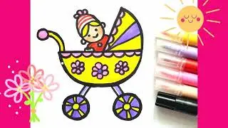 Baby carriage How to Draw step by step 👶Easy Drawing Pictures for Kids