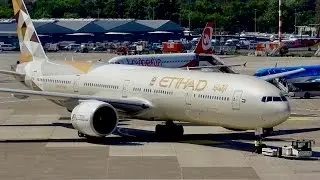 GORGEOUS Etihad Airways Boeing 777-300ER takeoff at Düsseldorf Airport | new livery