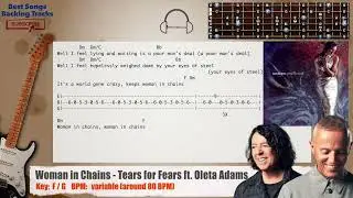🎸 Woman in Chains - Tears for Fears ft. Oleta Adams Guitar Backing Track with chords and lyrics