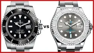 ▶ Rolex SUBMARINER (black, ceramic) vs YachtMaster 40mm (platinum bezel, rhodium) - COMPARISON