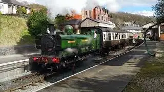 GWR Steam Locomotive 7754 Llangollen Railway departs Llangollen Denbighshire