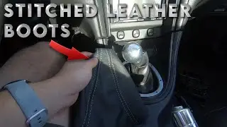 New Stitched Leather Shift & E-brake Boots for my Newedge Mustang!