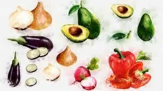 Watercolor Fruits And Vegetables