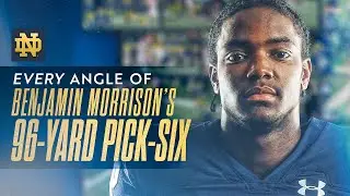 Benjamin Morrison's 96-YARD PICK-SIX from EVERY ANGLE! | Notre Dame Football