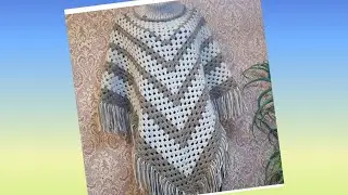 ПОДРОБНЫЙ МК!!! Пончо спицы+ крючок. Подробно на любой размер!!