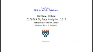 CSCI E63 Redis 3.0.0. Cluster Setup [Installation Video]
