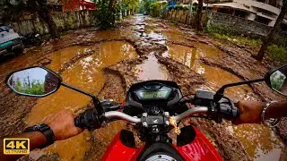 😳🔥4K POV Riding Through Deep Mud & Water in Village 😨💦 | Honda CB Hornet 160R | ASMR