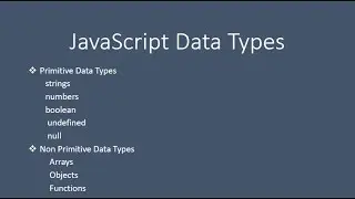 JavaScript Data Types - primitive and non primitive data types in JavaScript 