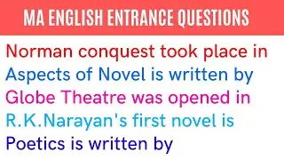 MA English Entrance Question Paper || N0-26 || MA English || Entrance Exam