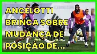 ANCELOTTI BRINCA SOBRE MUDANÇA DE POSIÇÃO DE VINICIUS JR CONTRA O BARCELONA