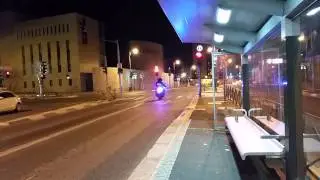 A police motorcycle responding