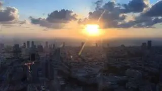 Sunset in Tel Aviv. Azrieli Center Mall. Israel. timelapse