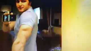 Swole Jamie Tyler Flexes at home