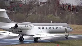 Gulfsteam G550 Taxi & Takeoff [4K Plane Spotting Video]