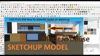 HOW TO MAKE 3D MODEL ON SKETCHUP?MODERN FRONT ELEVATION_CAD PLUS 3D